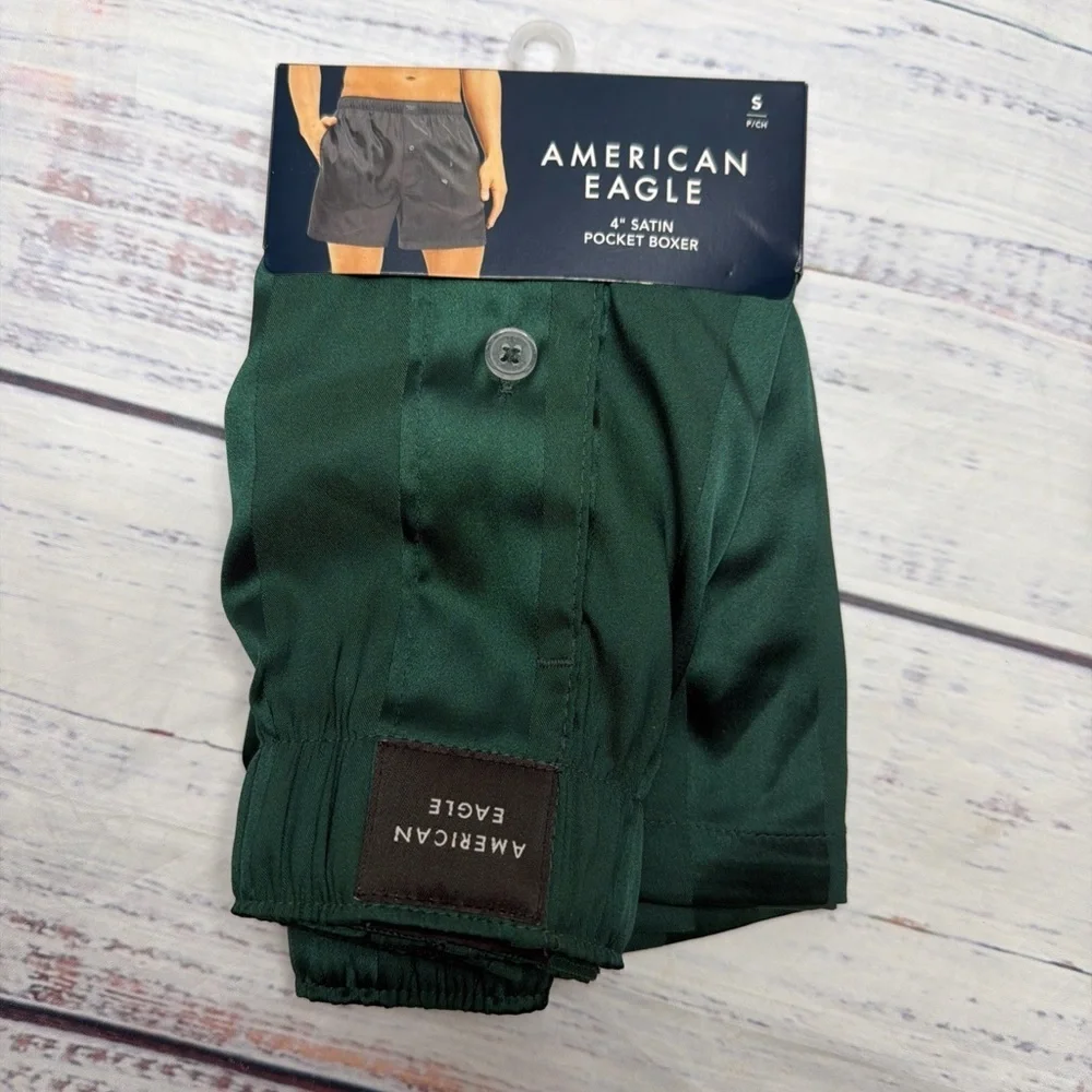 American Eagle Outfitters Dark Green Satin Boxers Size S