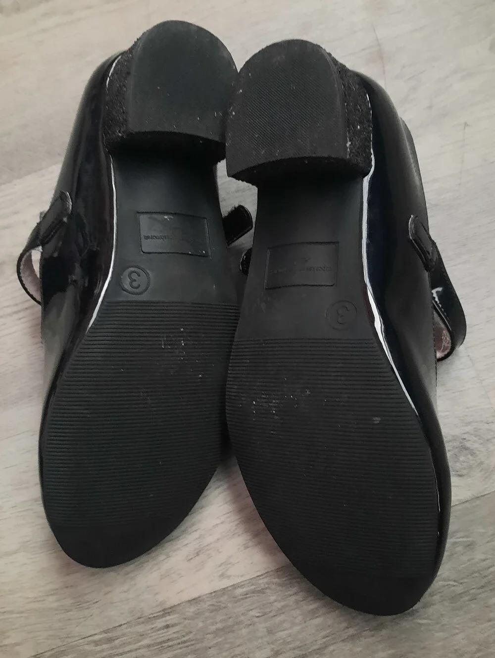 Black Patent Mary Jane Girls Heels with Gem Buckle