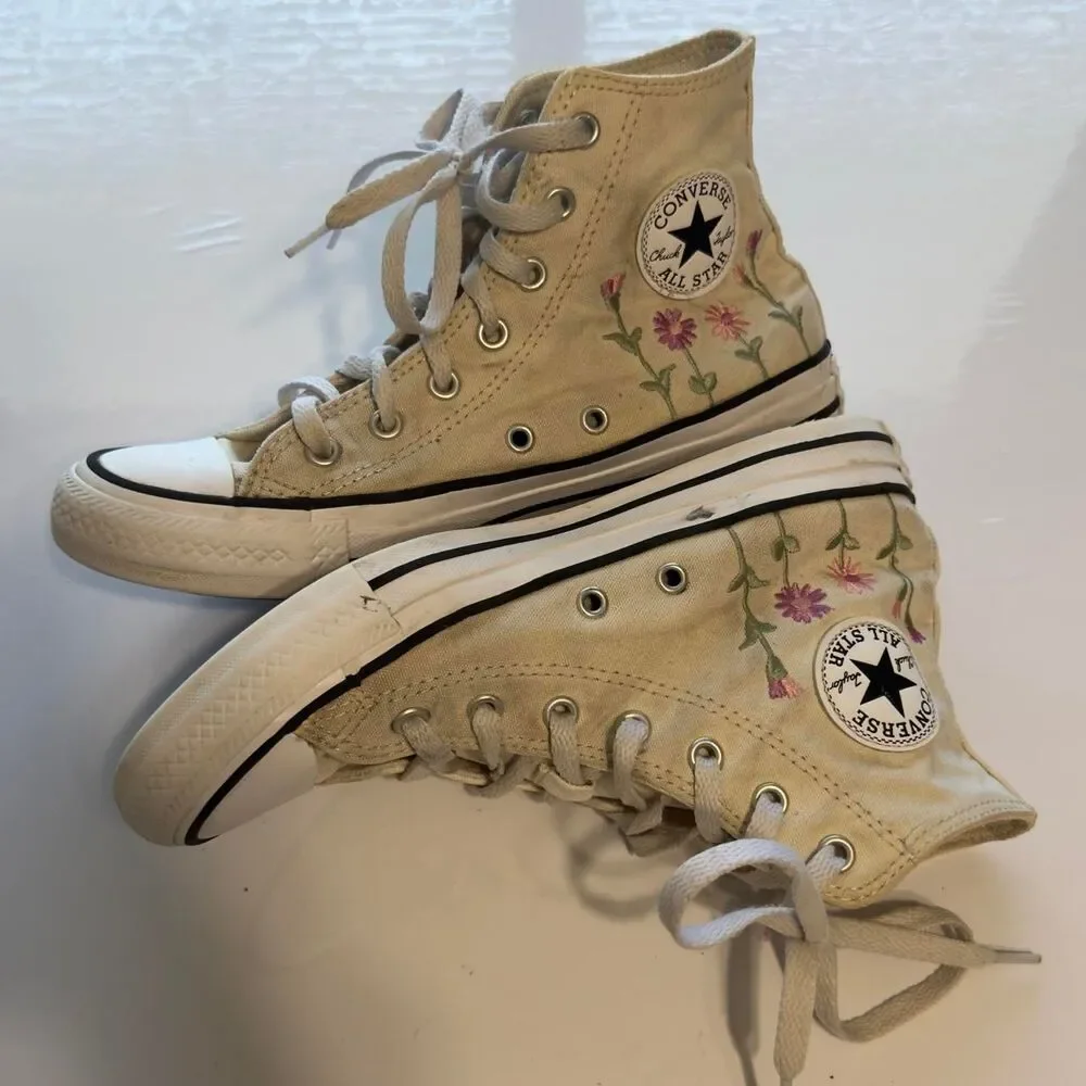 Converse Chuck Taylor All Star High Top Sneakers with Floral Embroidery