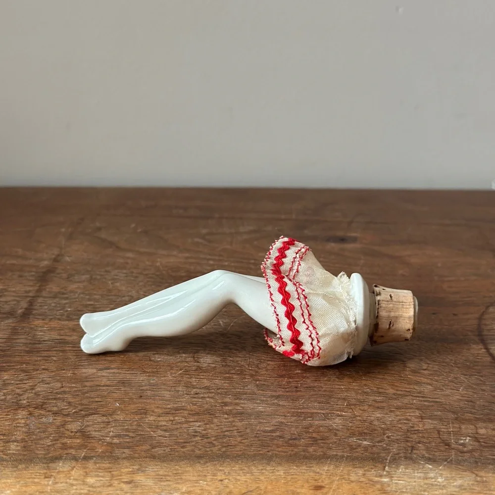 Antique Porcelain Leg Bottle Stopper Ladies’ Legs 1940s Pinup Cork MCM Rare
