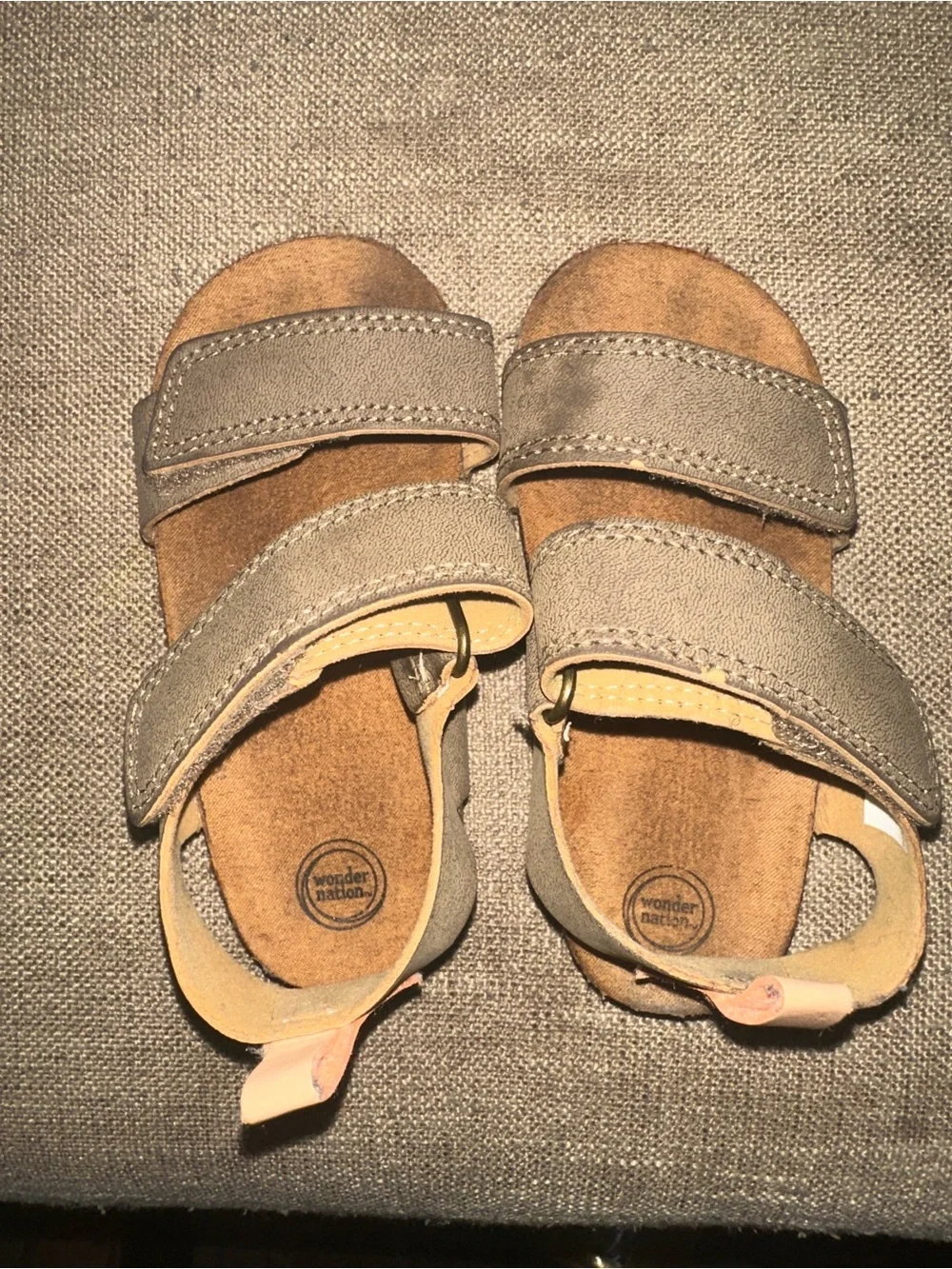 wonder nation Taupe Double-Strap Kids Sandals