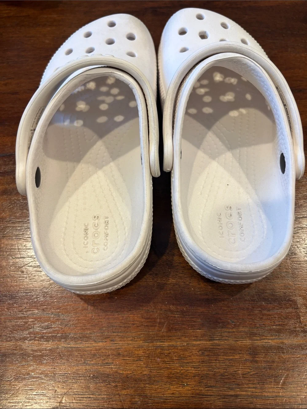 Kids White Foam Clog Sandals with Vent Holes and Heel Strap. Size 13
