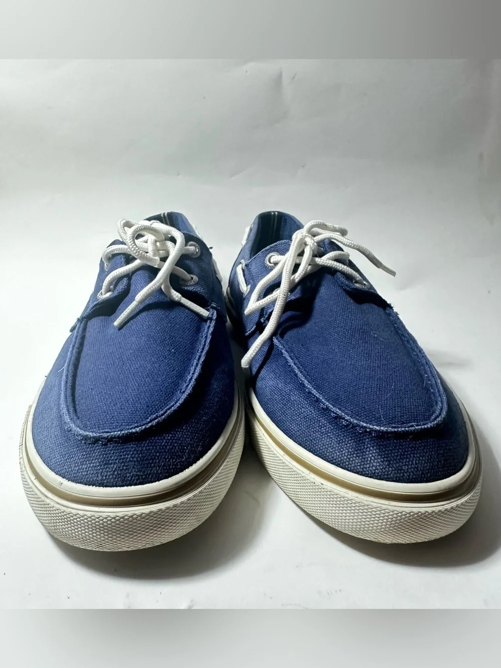 Nautica Galley Boat Shoes Navy Blue Canvas White Laces Mens 9 US 8.5 UK 42 EU