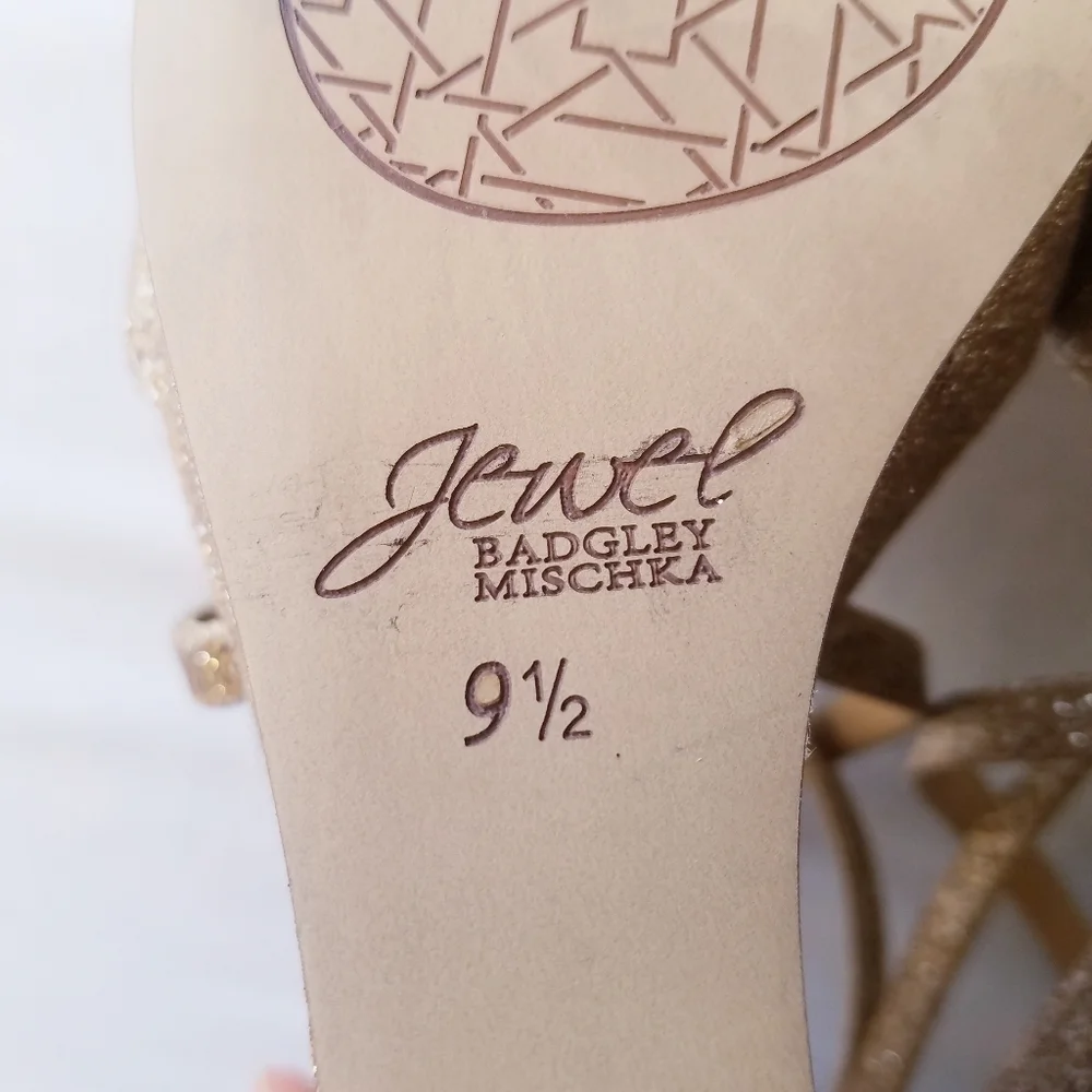 Badgley Mischka | Platform Gold‎ Glitter Sandals