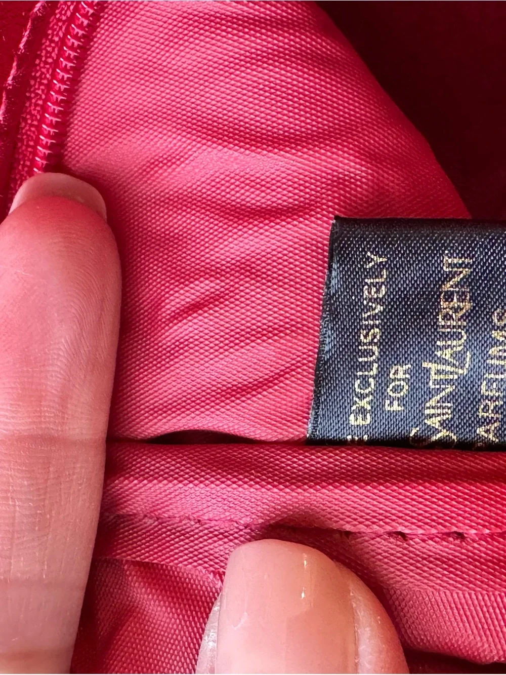 Yves Saint Laurent Red Satin Logo Cosmetic Pouch