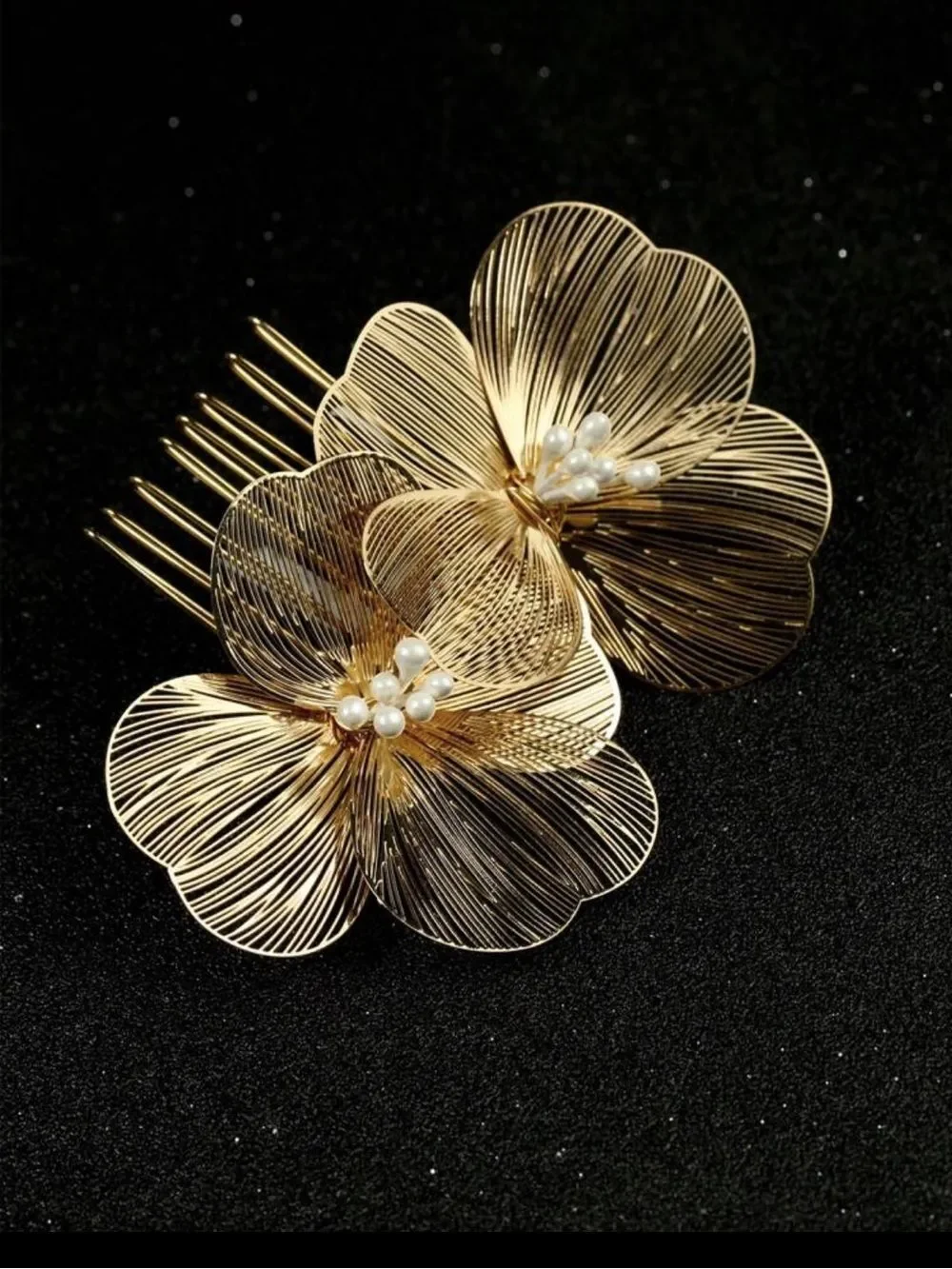 Gold Floral Wire Hair Comb R757