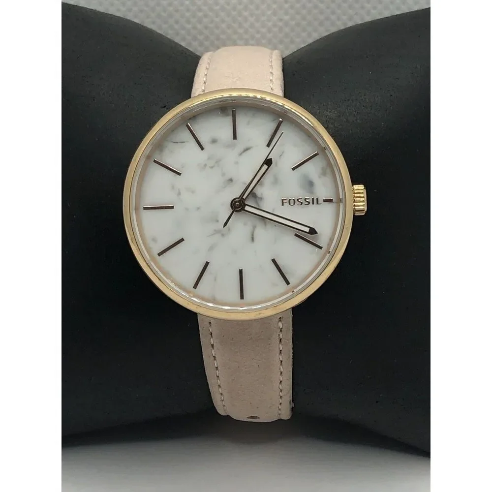 Fossil BQ3491 Women's Leather Analog White Dial Quartz Genuine Wrist Watch OP583