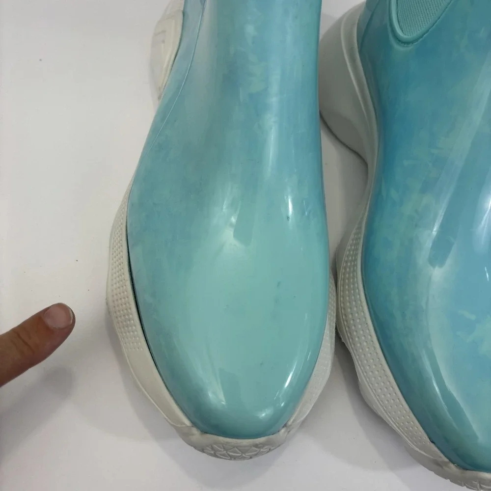 Kenneth Cole Evanna Rain Boots Womens 10 Blue Rubber Waterproof Ankle Chelsea