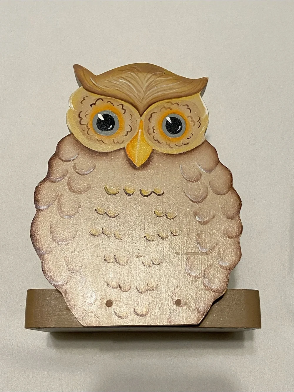 Vintage Decorative Owl napkin holder- Tan and Yellow Accent