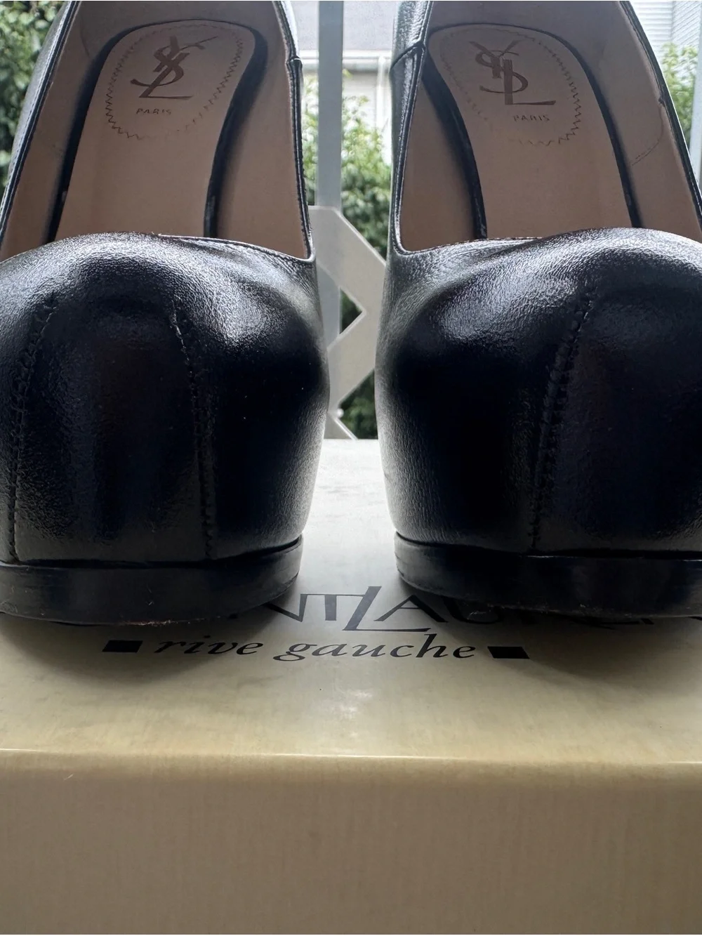 YSL Yves Saint Laurent Black Leather Tribtoo Tribute Platform Pumps Shoes 37