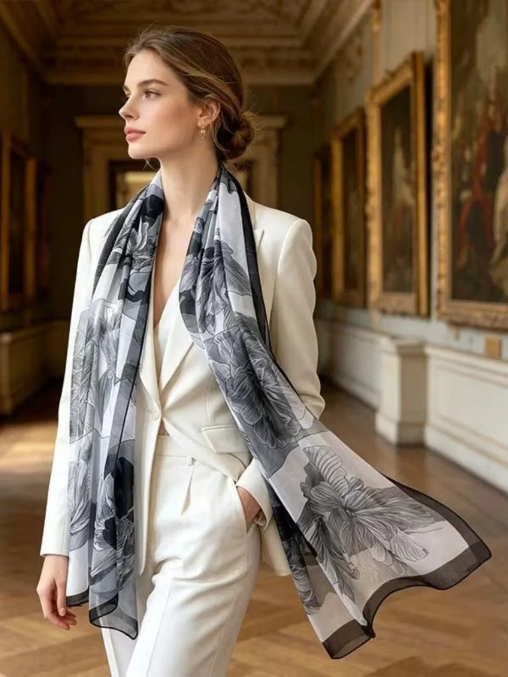 BLACK IRIS SILK SCARF