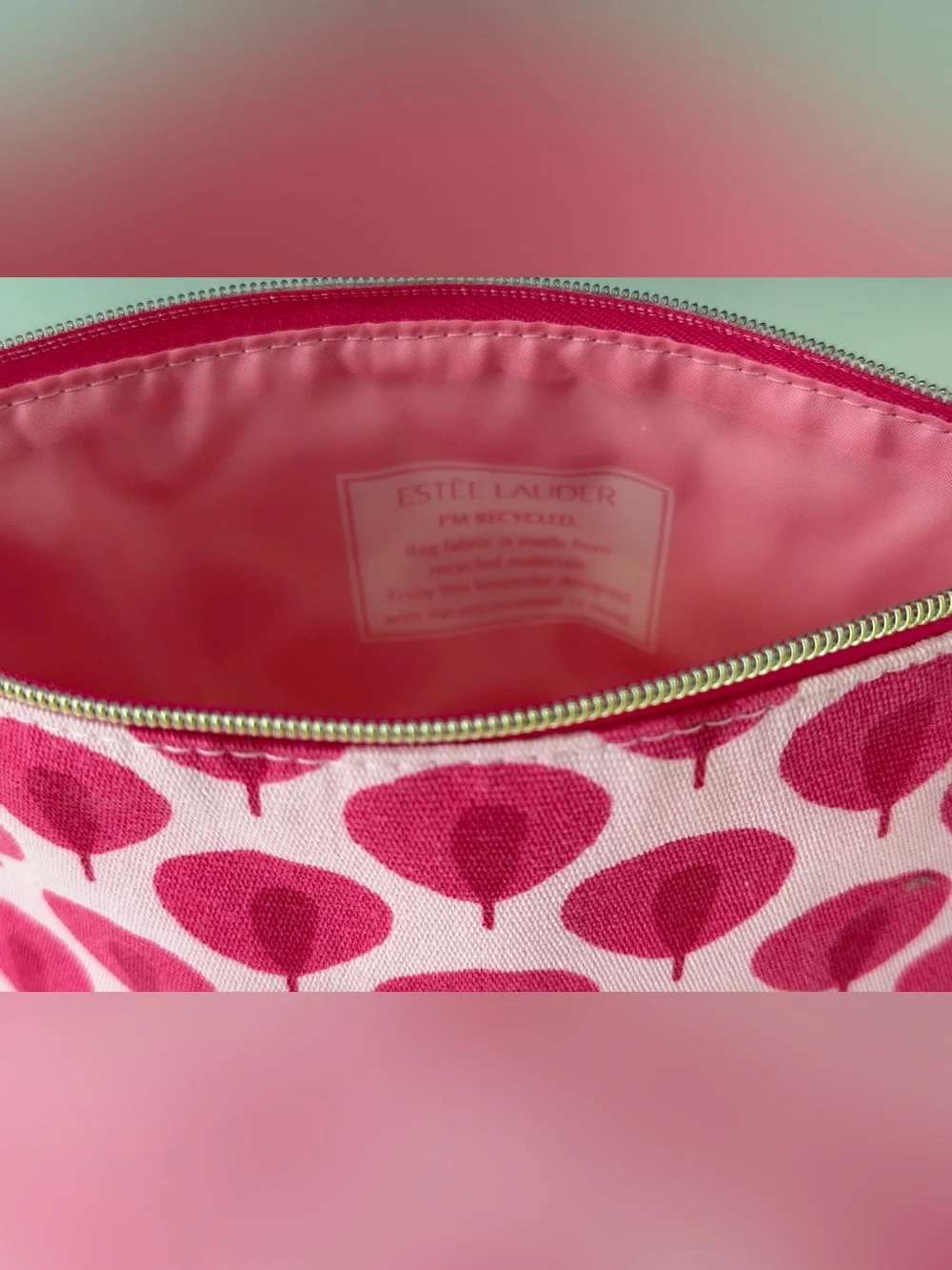 Estee Lauder New Pink and Hot Pink Patterned Cosmetic Pouch