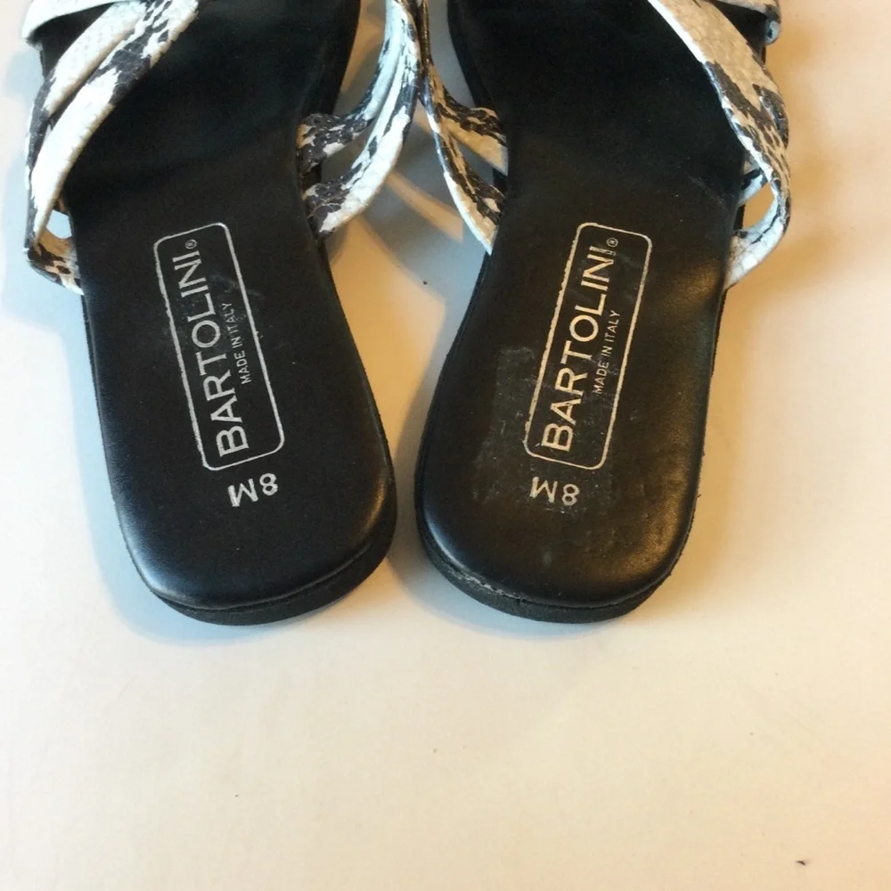 Bartolini Made In Italy Black and White Women's Sandals Size 8M