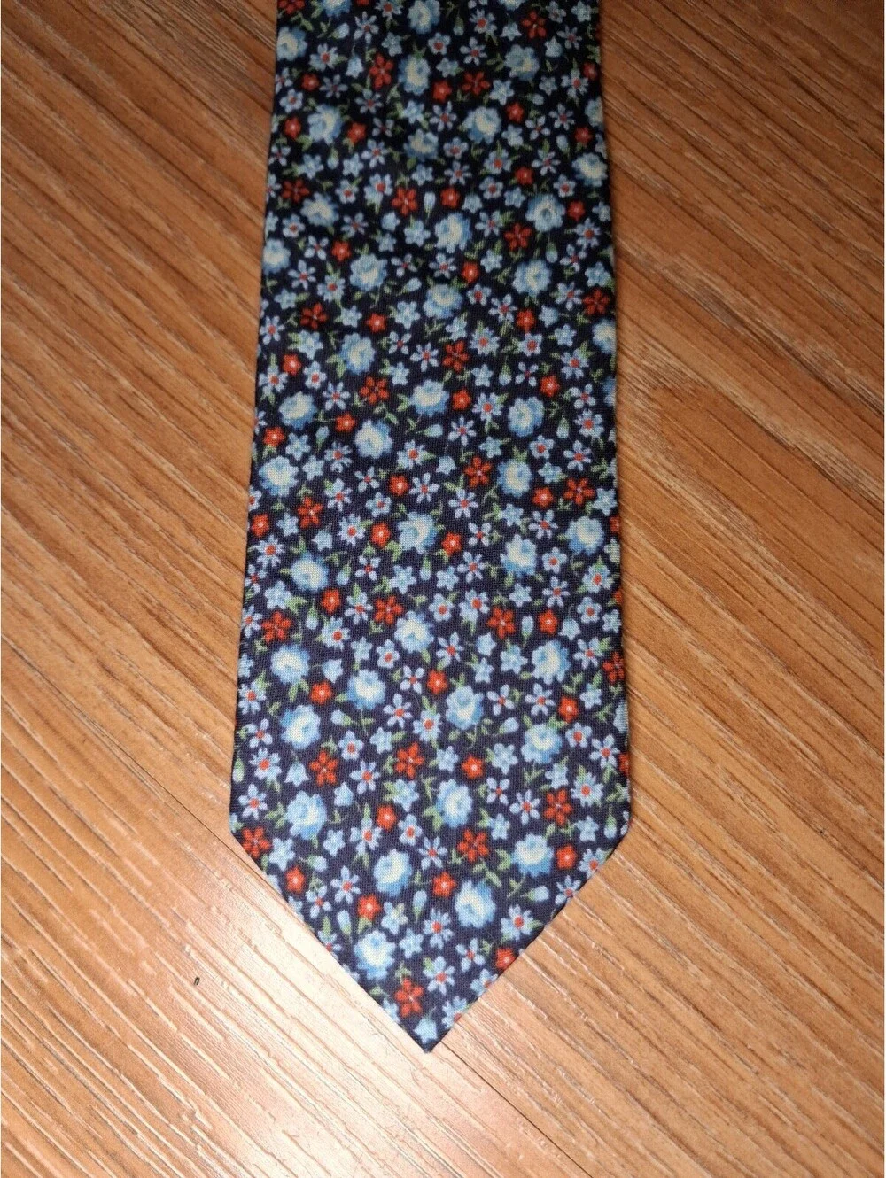 J Crew Cotton Tie Blue Multicolor Floral Skinny Slim