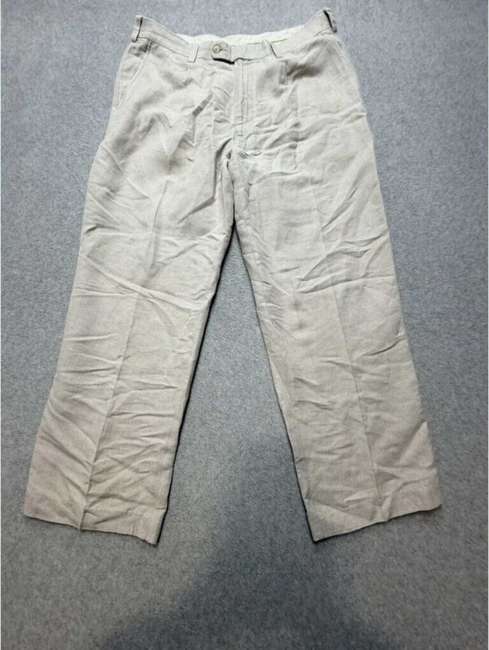 Cubavera Mens Pleated Pants 36x30 Beige Linen Blend Lightweight Summer