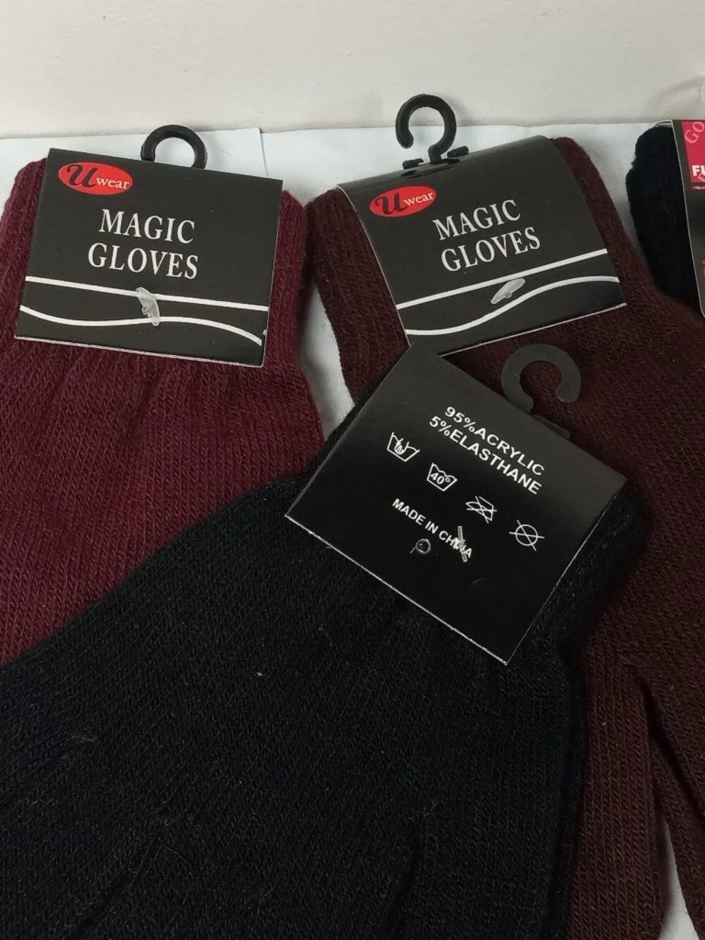 Lot of 4 NWT Winter Magic Stretch Gloves Unisex Black Maroon Brown Cozy Warm