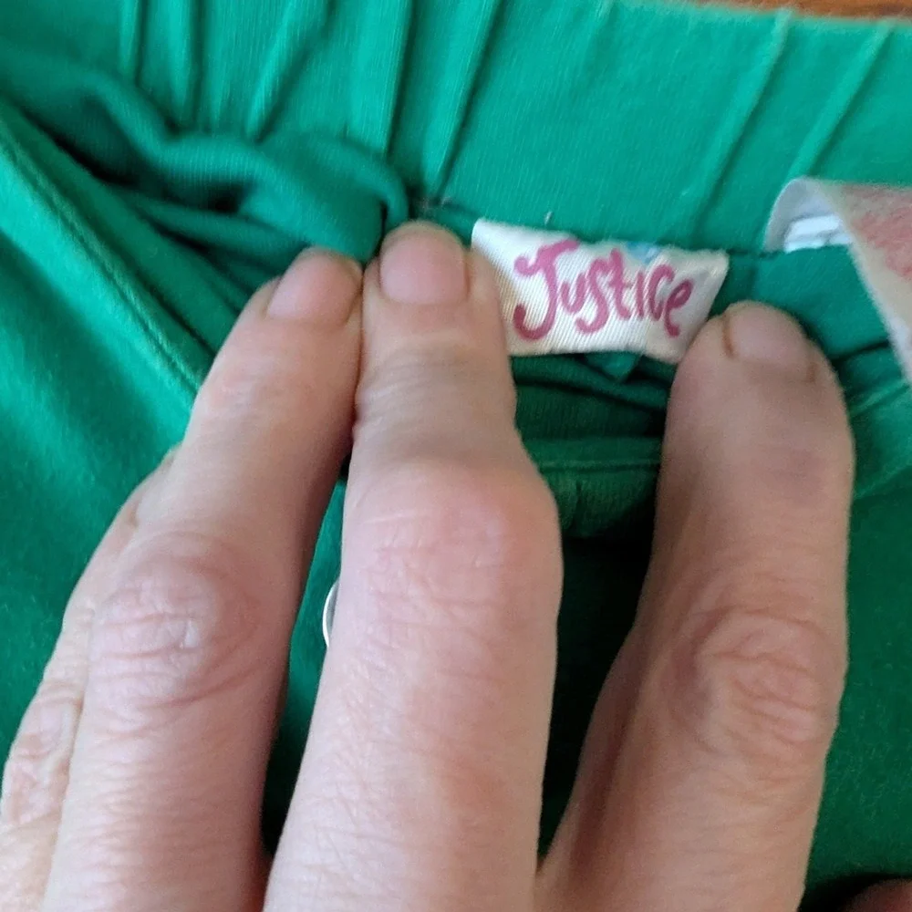 Justice Girls Green Button Front Skort Elastic Waist Size 8 Emerald Cotton Blend