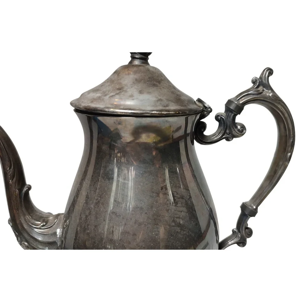 FB Rogers Antique Teapot Silver Plated Footed Intricate‎ 2462 Ten Inches