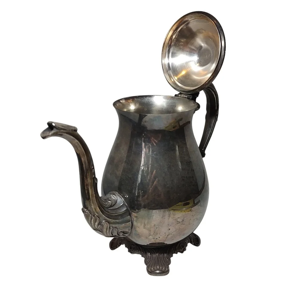 FB Rogers Antique Teapot Silver Plated Footed Intricate‎ 2462 Ten Inches