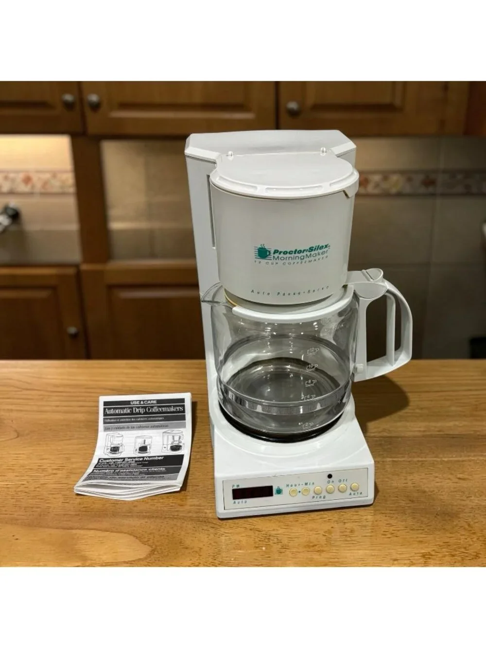 Vintage 90's Proctor Silex Morning Maker W Clock  12c Coffee Maker Retro Kitchen