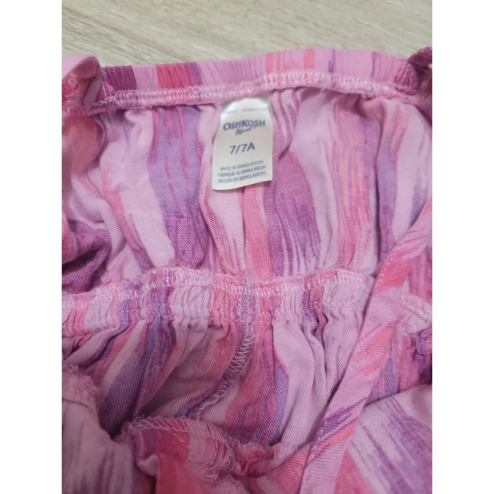 OshKosh Bgosh Girls Pink Purple Ikat Print Sleeveless Romper Size 7 7A