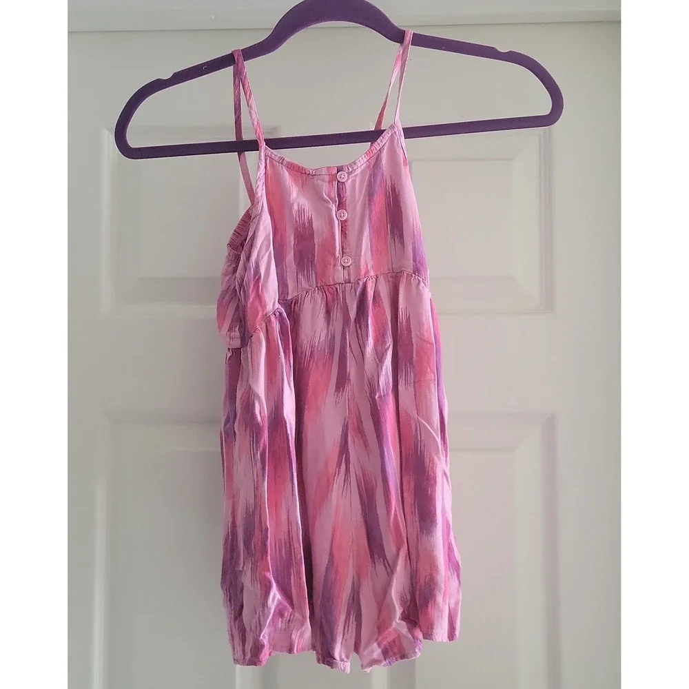 OshKosh Bgosh Girls Pink Purple Ikat Print Sleeveless Romper Size 7 7A