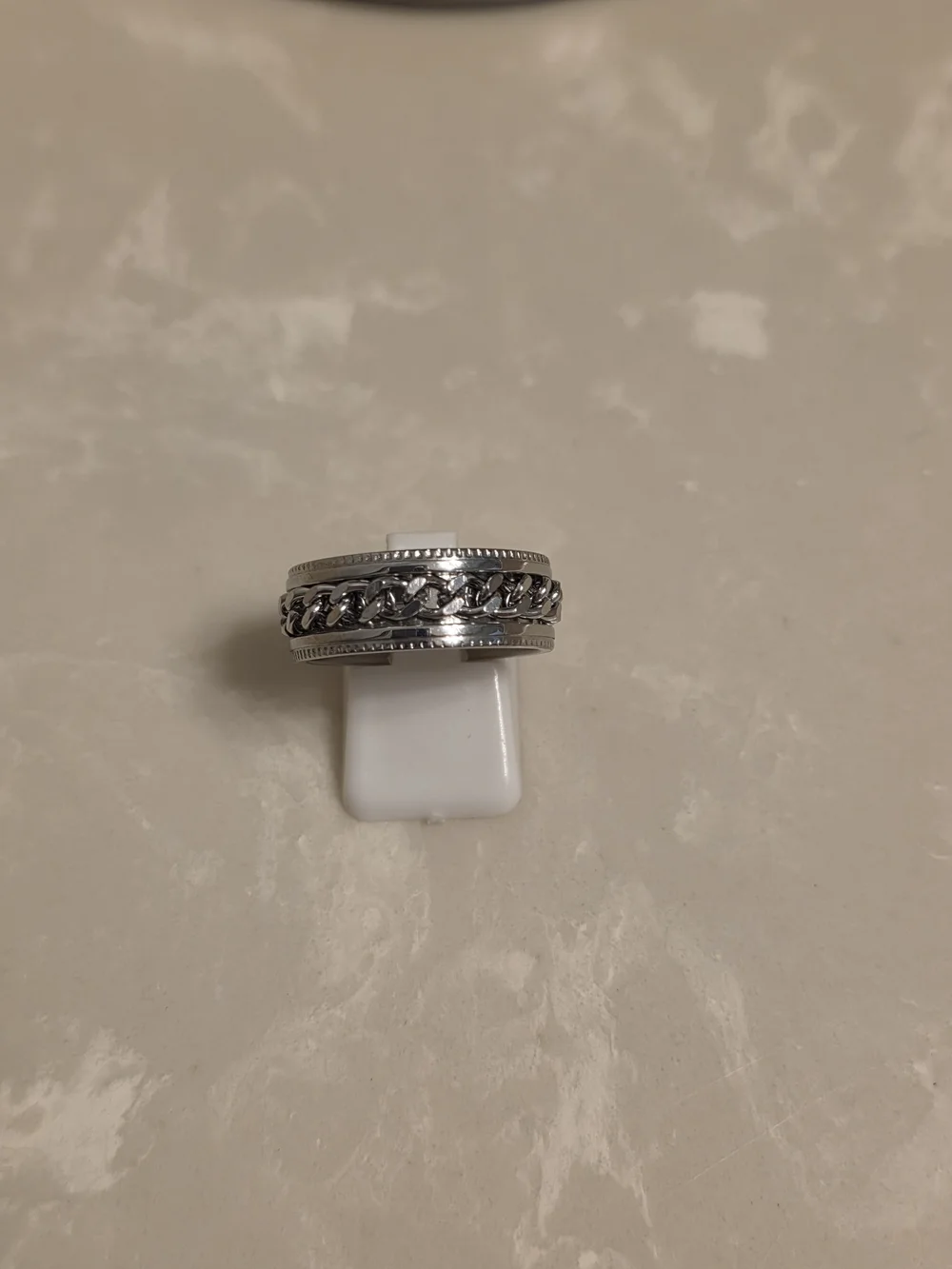 Men's Stainless Steel Chain Link Spinner Ring Size 9