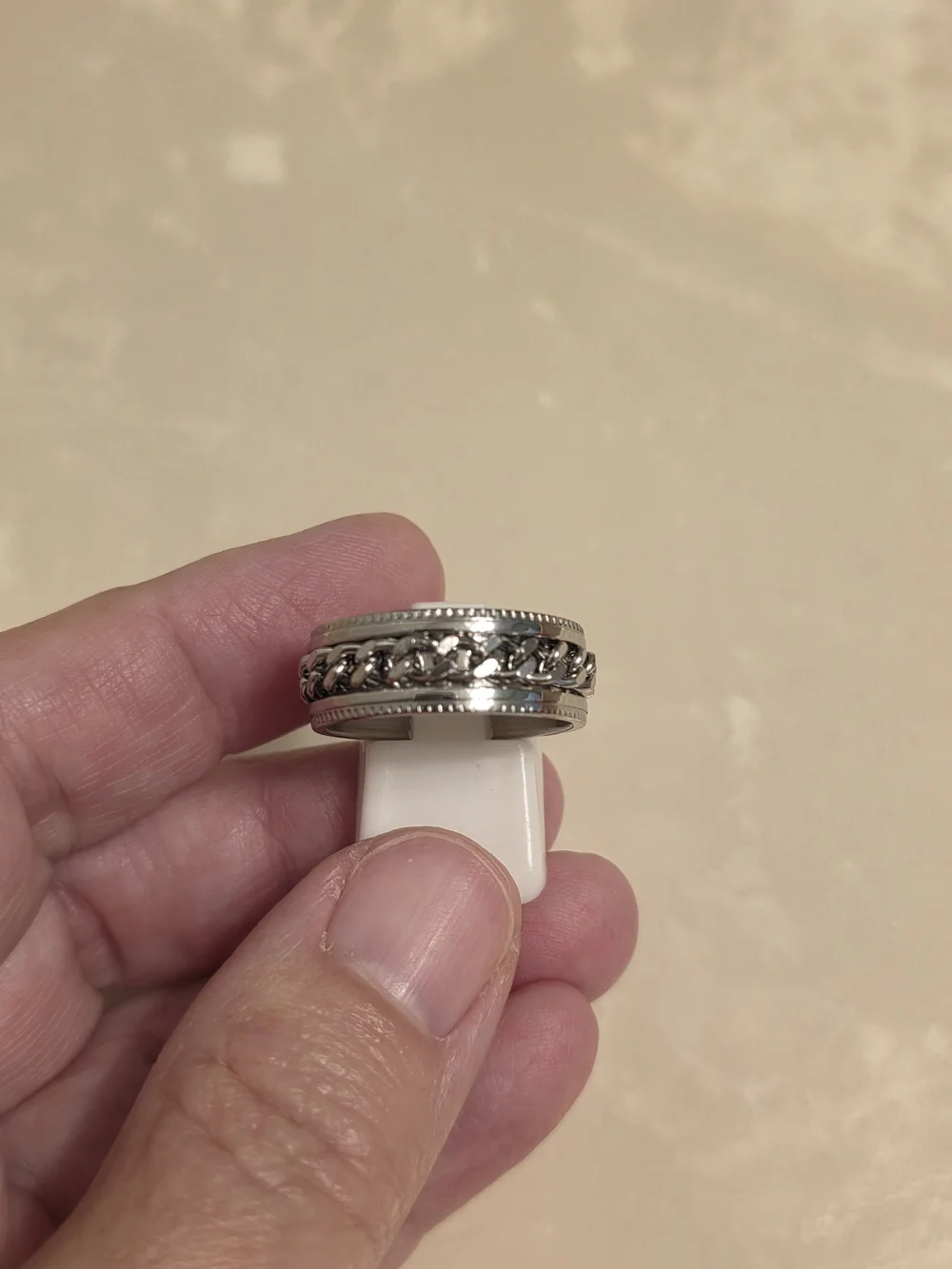 Men's Stainless Steel Chain Link Spinner Ring Size 9