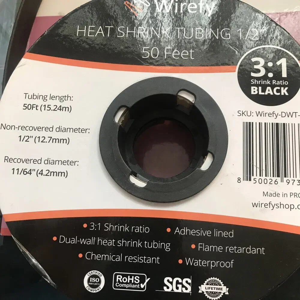 Wirefy-DWT-12.7-B Black Heat Shrink Tubing 1/2