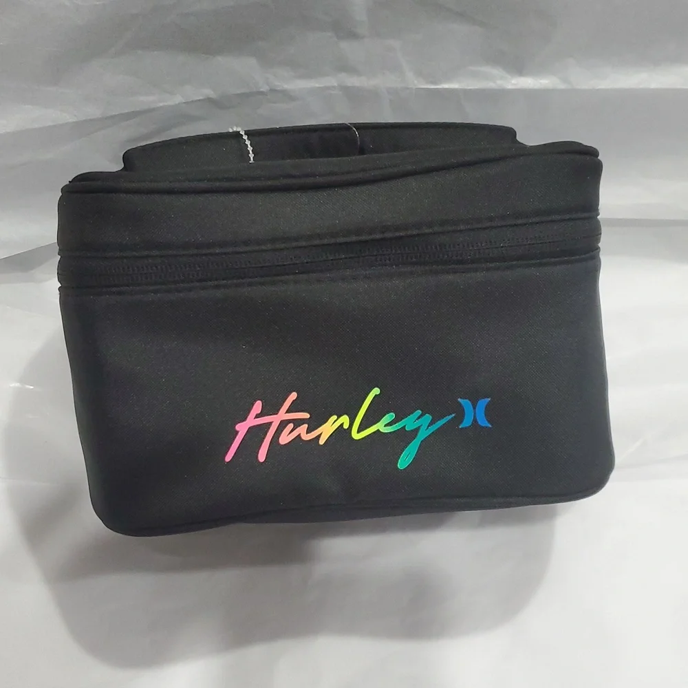 Hurley black‎ zip around makeup cosmetics beauty case new