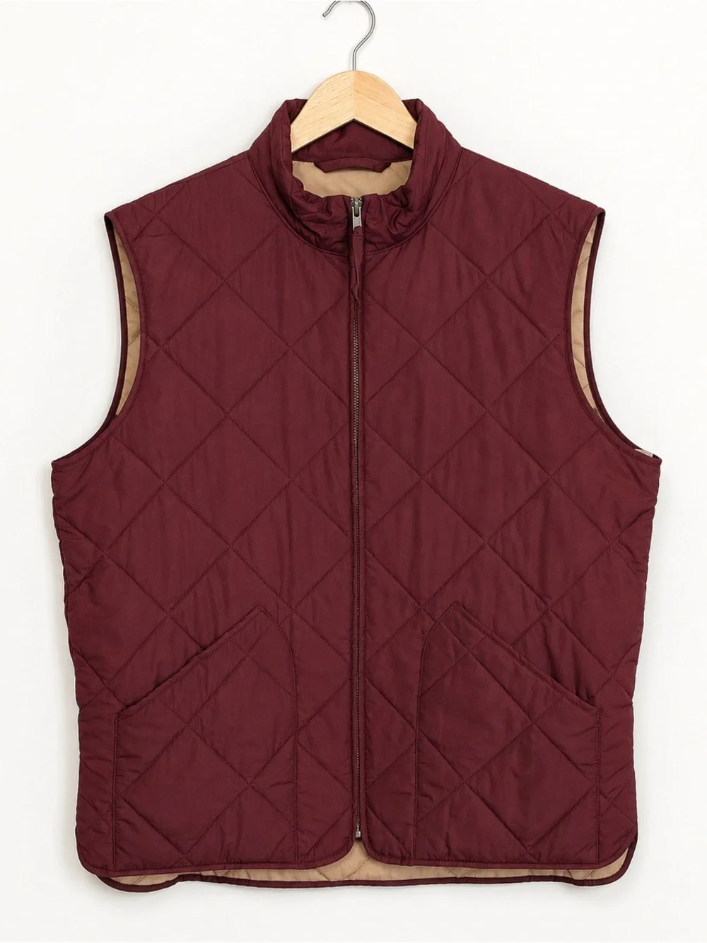 J. Crew Walker Quilted Vest Burgundy Full Zip Men’s Size Large Outdoor