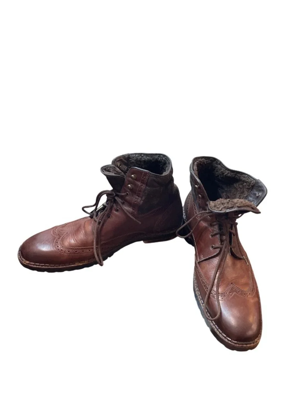 Johnston Murphy mens brown leather shearling chukka boots sz 12M SKU 10-550