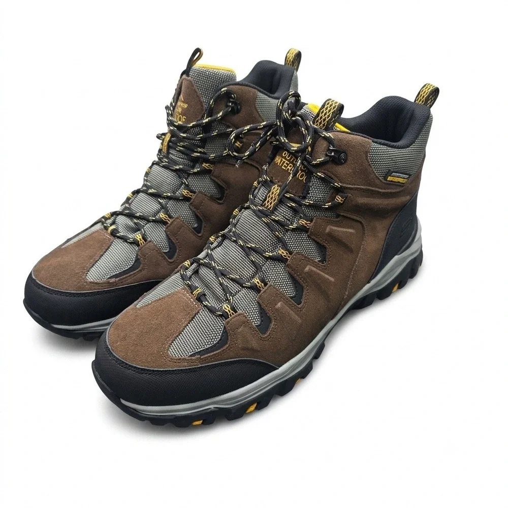 Skechers Mens 13 Rickter Branson Waterproof Hiking Boots Khaki 204910 NIB