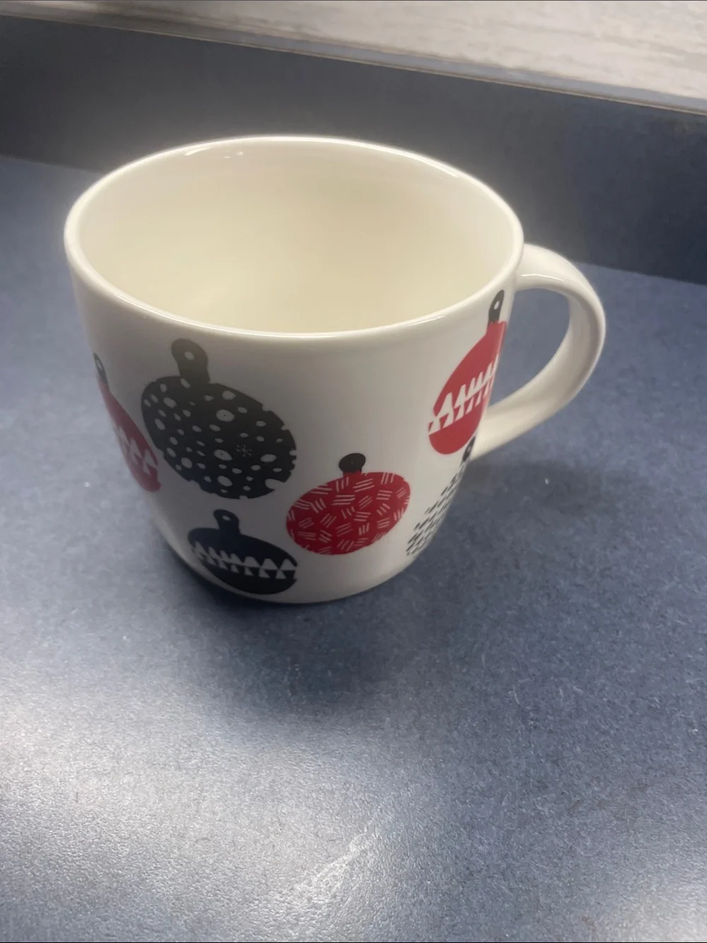 Starbucks White Mug with Red and Black Ornament Motif