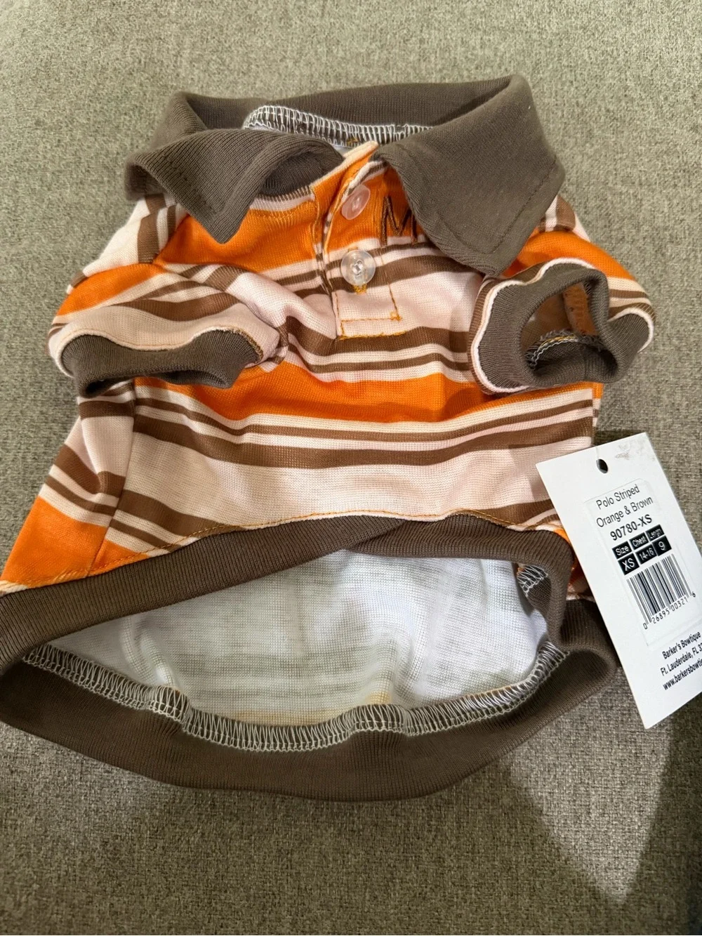Pet Polo Shirt for Dogs - Orange & Brown Striped