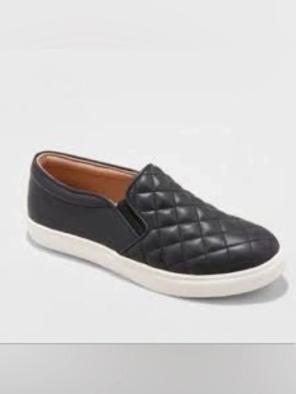 976. SLIGHTLY USED a new day Black Quilted Slip-On Loafer with White Sole