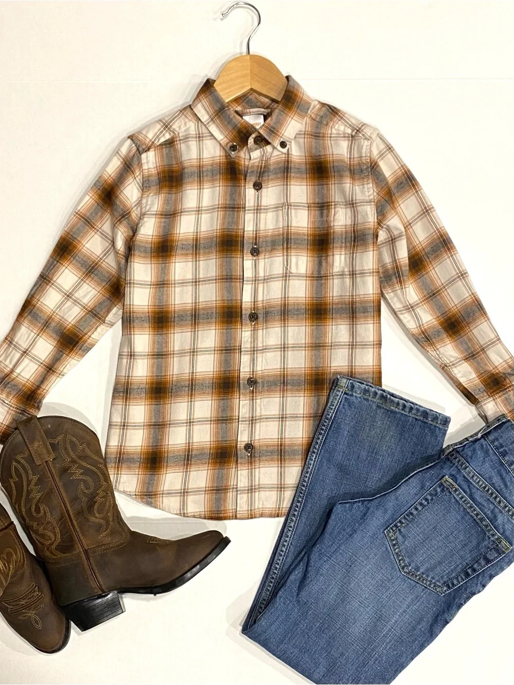 Gymboree Boys ‘Autumn Adventures’ Plaid Button Down Flannel Shirt Size 7