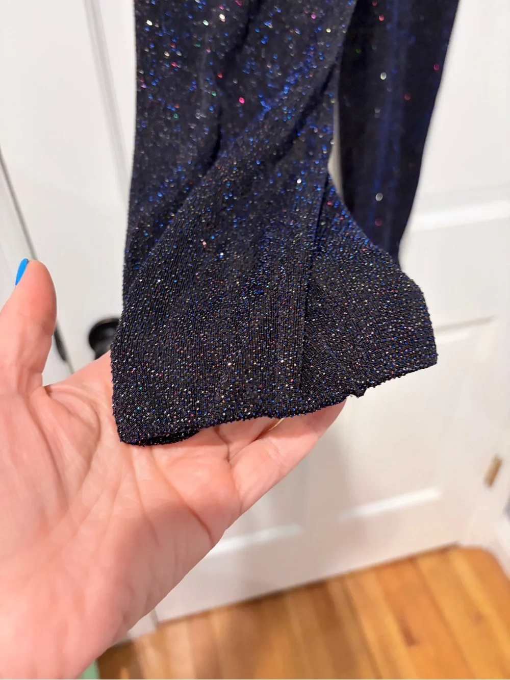 Justice Girls Sparkle Navy Blue Jumpsuit with Ruffle Neck