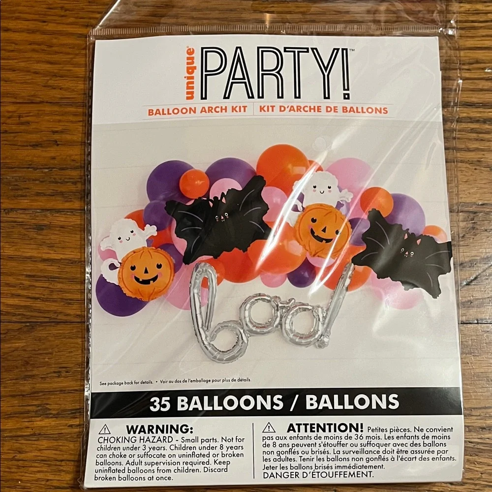 NWT Unique Party Halloween 35 Balloon Arch Kit Orange, Purple, Black, Silver