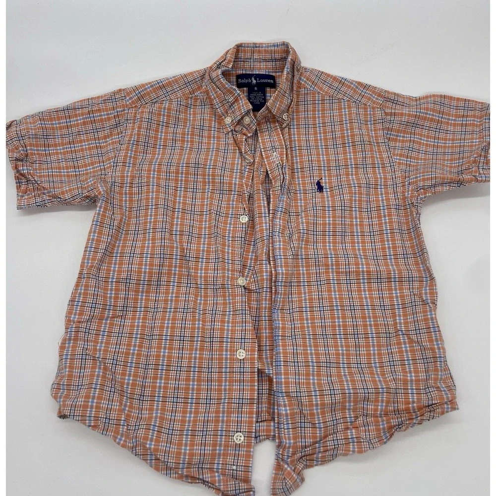 Boys Ralph Lauren button up shirt Size 6‎ Years short sleeve plaid Casual Summer