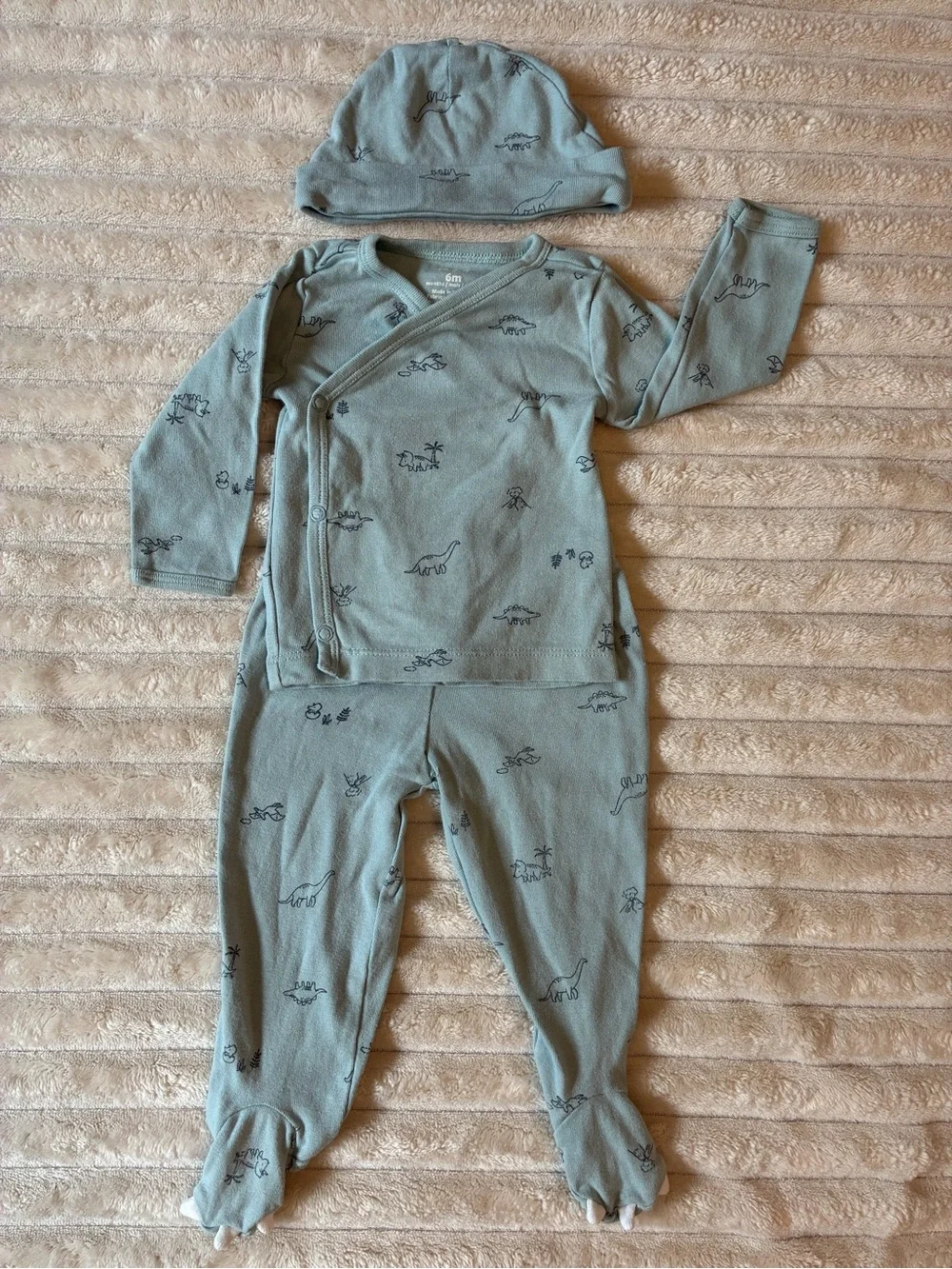 🦕 Carter’s 6M Dino Layette Set — 3 Piece Baby Outfit