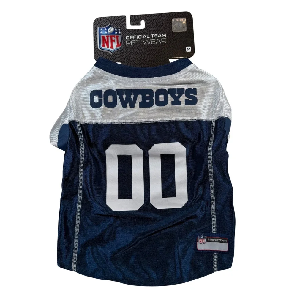 NEW Dallas Cowboys Pet Jersey Unisex Medium Navy Silver NFL Throwback