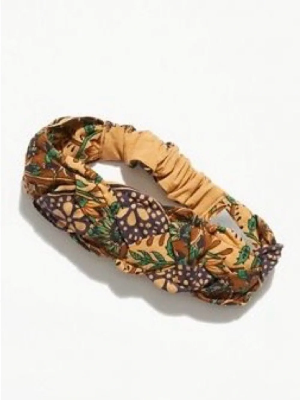 Free People Patterned Twisted Fabric Headband in Mustard Florals, NWOT