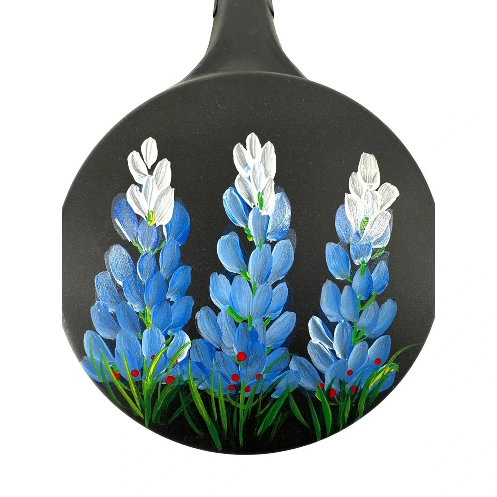 Hand Painted Texas Bluebonnet Cast Iron Skillet Decorative Wall Art Floral