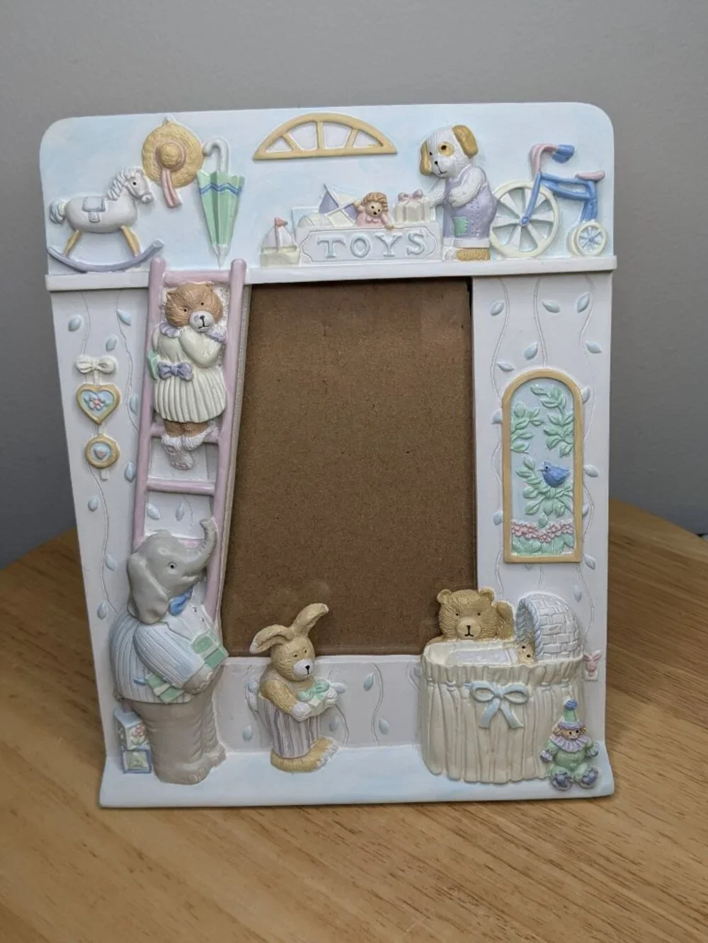 1991 Fetco 3D Baby Nursery Photo Frame Picture Album Elephant Bunny Toys Vintage