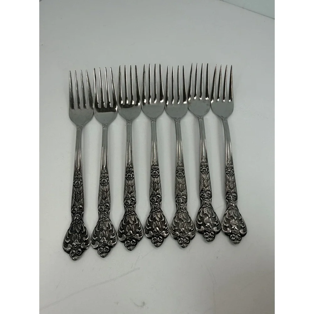 MSI Merchandise Service Versailles Pattern Stainless Steel Salad Forks Set Of 7