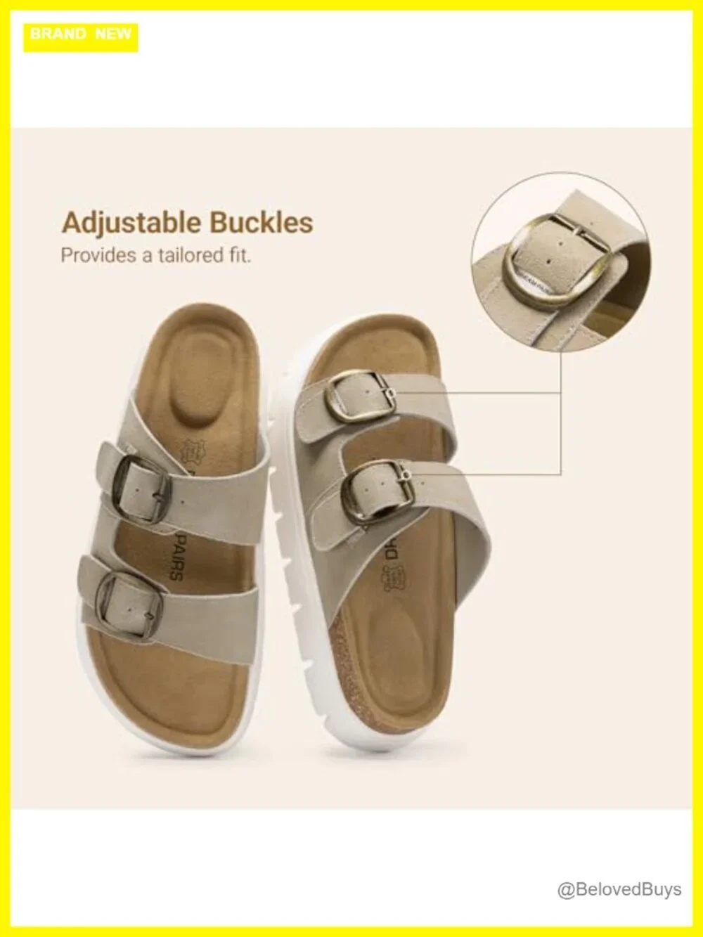 Women's Platform Wedge Sandals Chunky Heel Slip-on Arch Support Cork Footbed