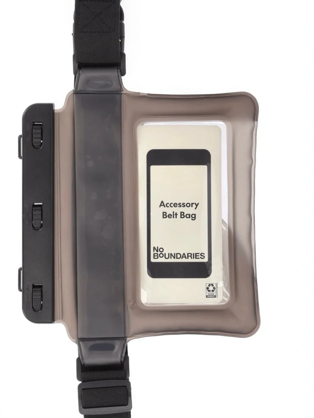 No Boundaries Clear Waterproof Accessory Belt Bag in Smoke Black