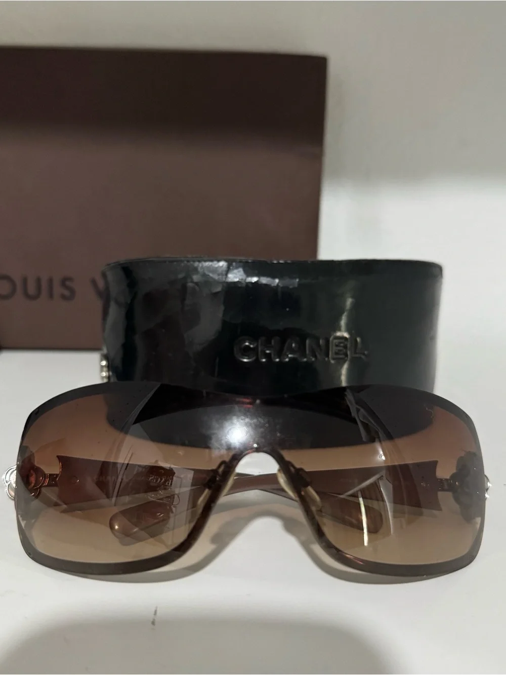 Chanel Brown Shield Sunglasses