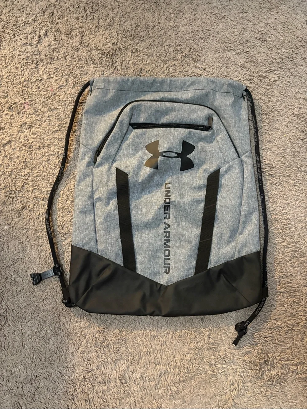 Under Armour Heather Gray and Black Drawstring Backpack